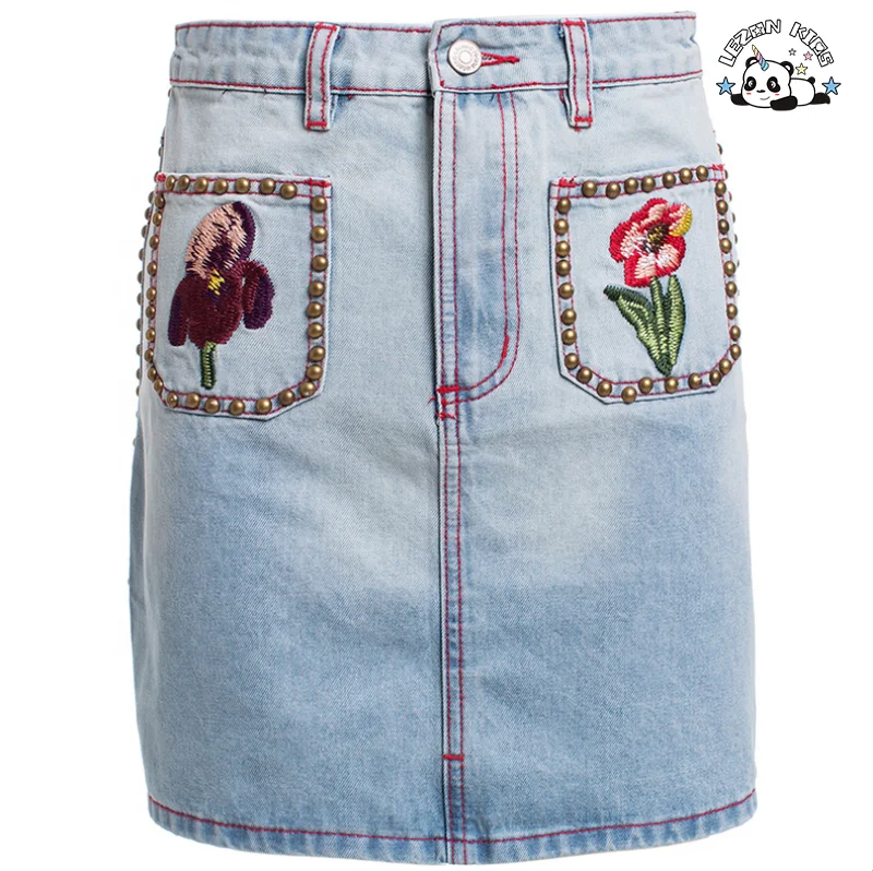 LEZONKIDS - Custom Kids Baby Girls Summer Denim Strap Embroidery  Dress Jumpsuit Short Skirt Clothes